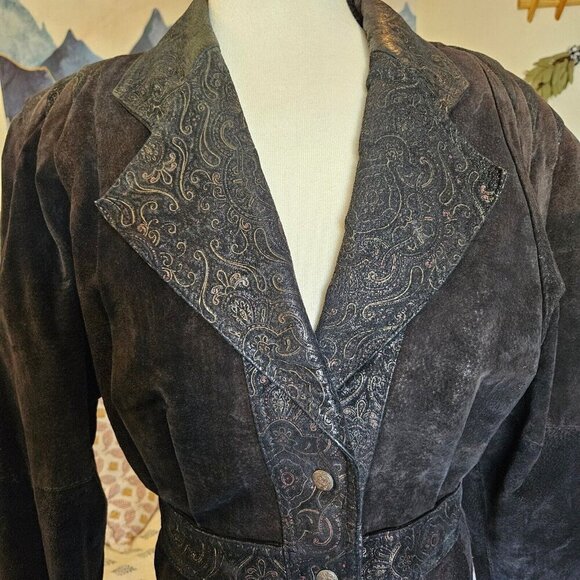 Vintage GIII Black Leather Jacket Size Small Cropped Boho Moto Style Womens - Picture 7 of 11